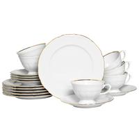 Kaffeeservice Maria Theresia Weiß, Goldfarben L: 34 cm - Goldfarben/Weiß, Basics, Keramik (34/28,5/25,5cm) - Creatable