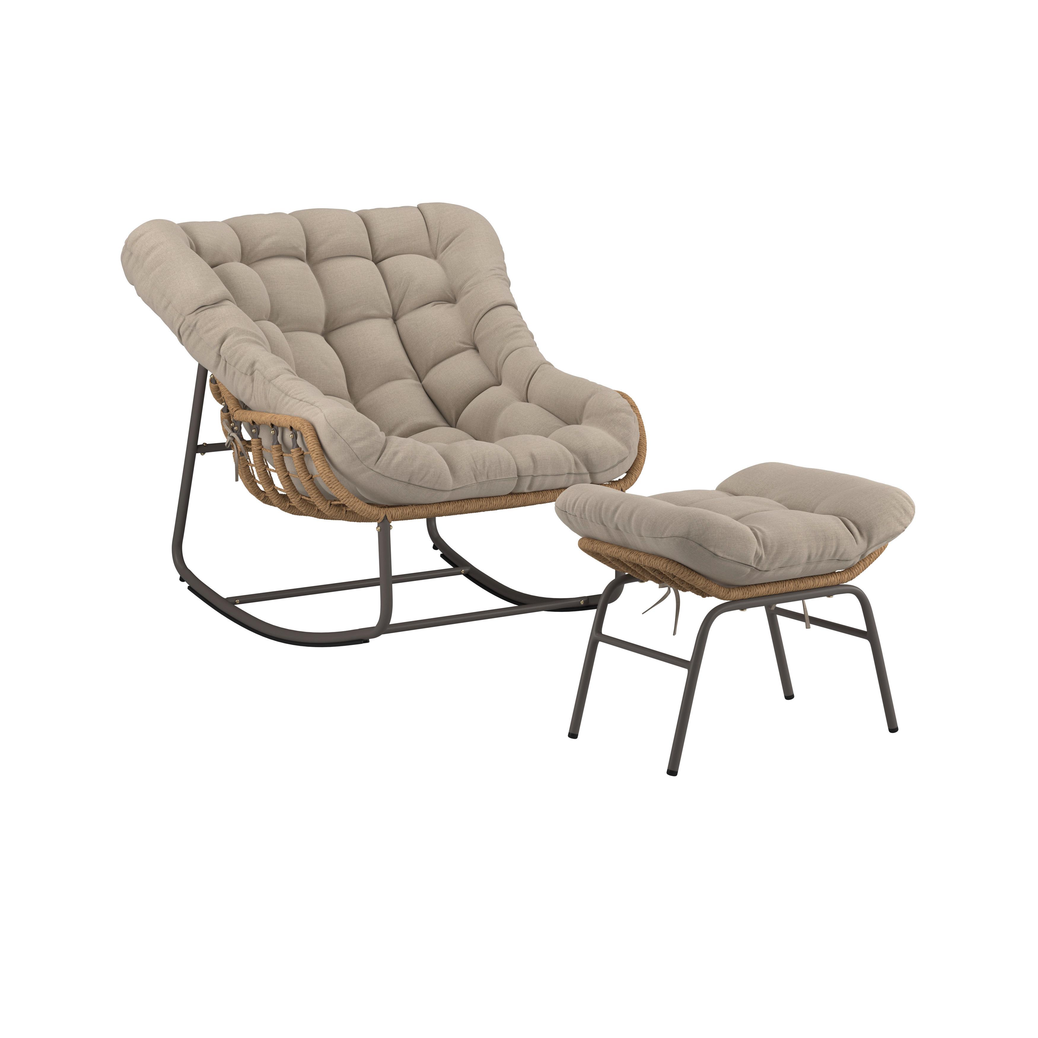 Garten-Relaxsessel Sarah - Gelb/Beige, MODERN, Kunststoff/Textil (110/42/97,5cm) - Beldano