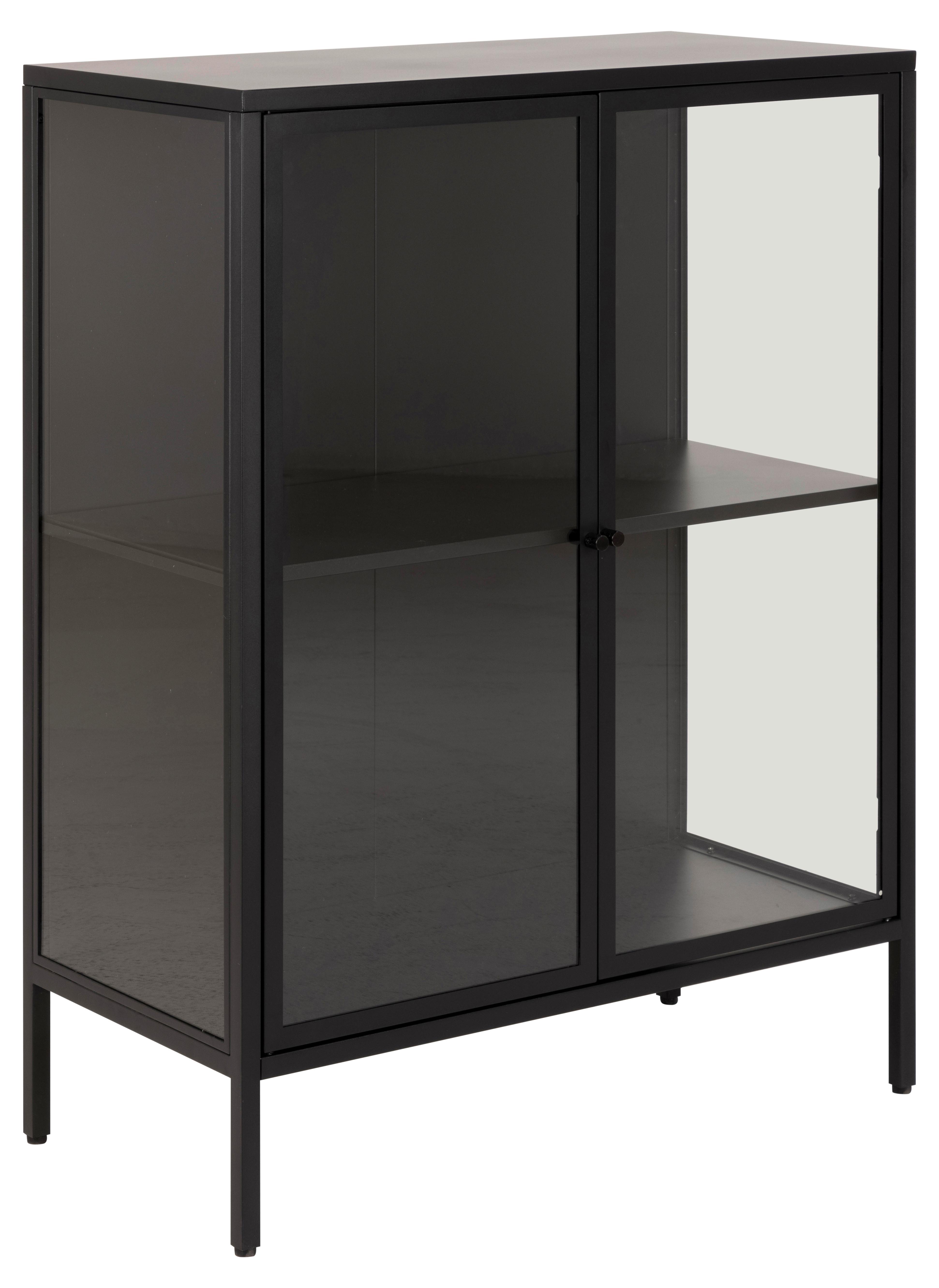 Komoda NEWCASTLE černá matní/kov - černá, Design, kov/sklo (80/98,7/40cm)