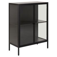 Komoda NEWCASTLE černá matní/kov - černá, Design, kov/sklo (80/98,7/40cm)