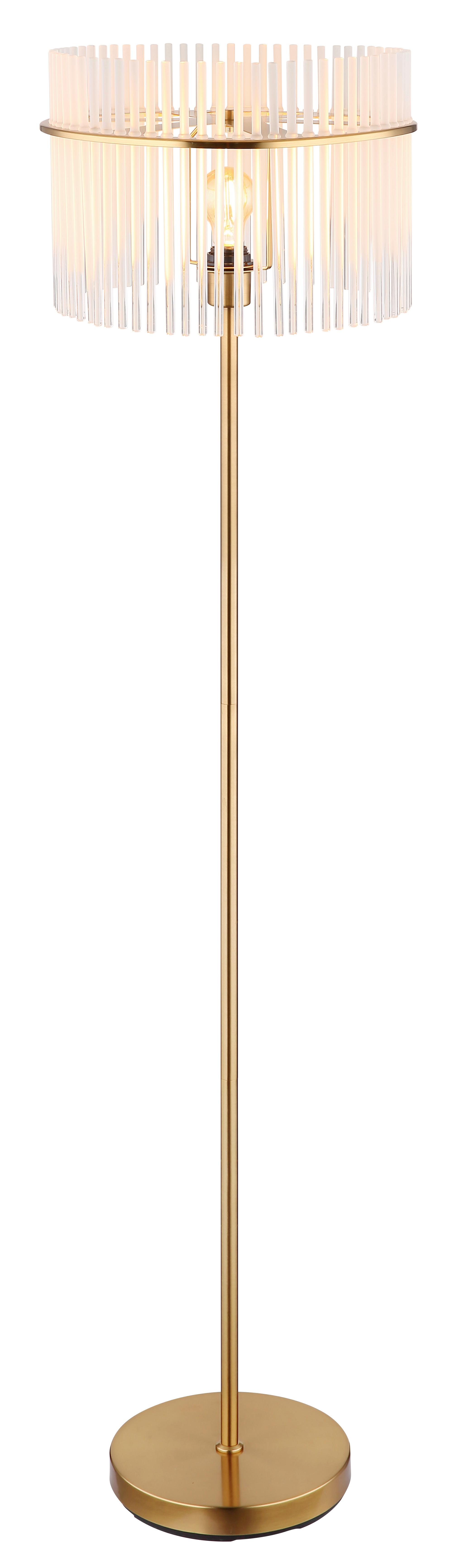 STEHLEUCHTE 15698SM - Klar/Goldfarben, KONVENTIONELL, Glas/Metall (38/38/152cm) - Globo