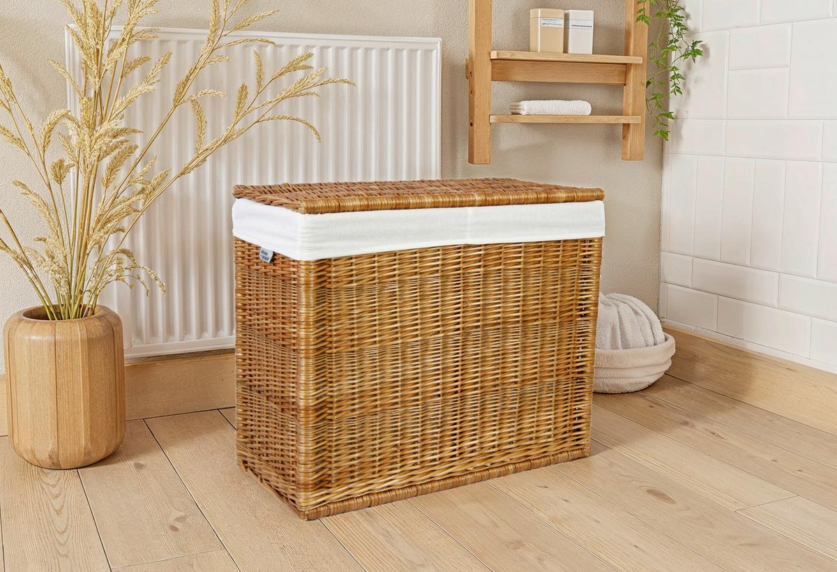 Wäschesammler Weide, LxBxH: 68x34x57 cm - Braun, Basics, Holz (68/34/57cm)