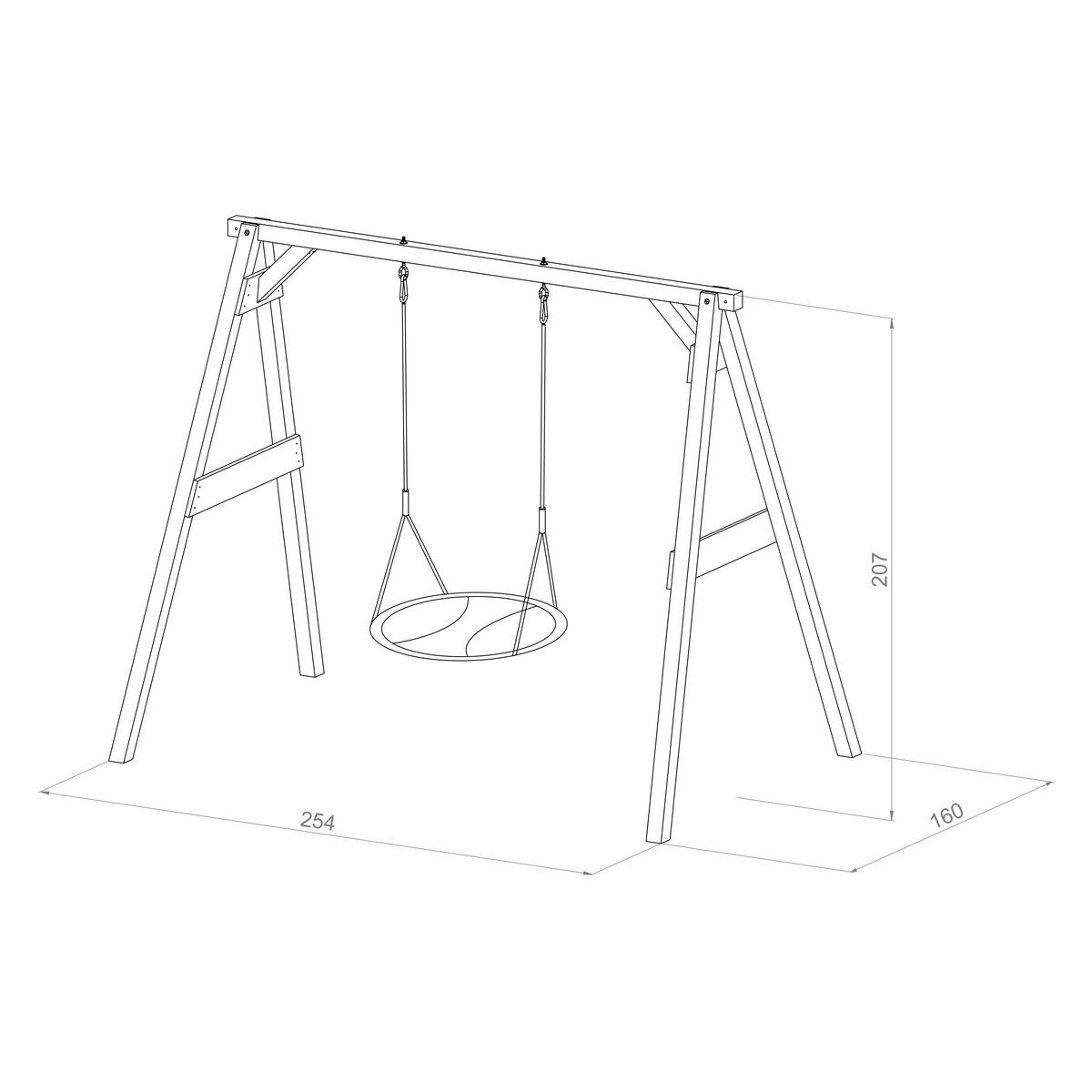 Nestschaukel A030.134.03 - Braun/Weiß, KONVENTIONELL, Holz/Kunststoff (254/207/160cm) - Ambia Garden