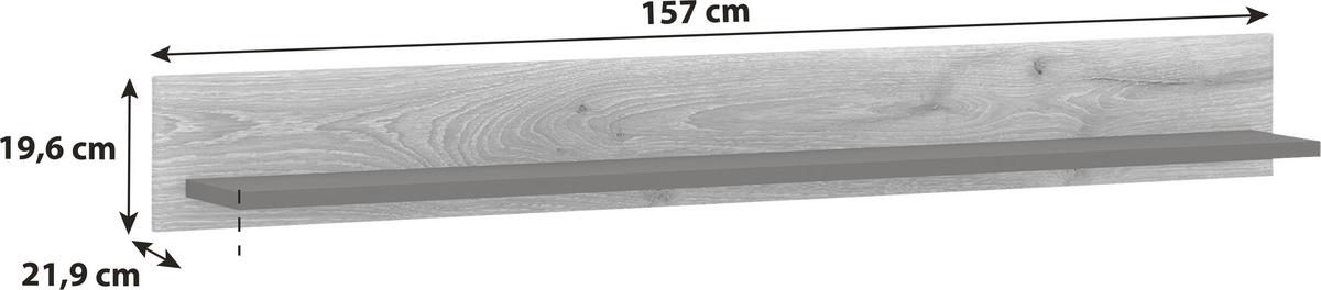 Falipolc Grano - tölgyfa színű/sötétszürke, Trend, faalapú anyag (157/19,6/21,9cm)