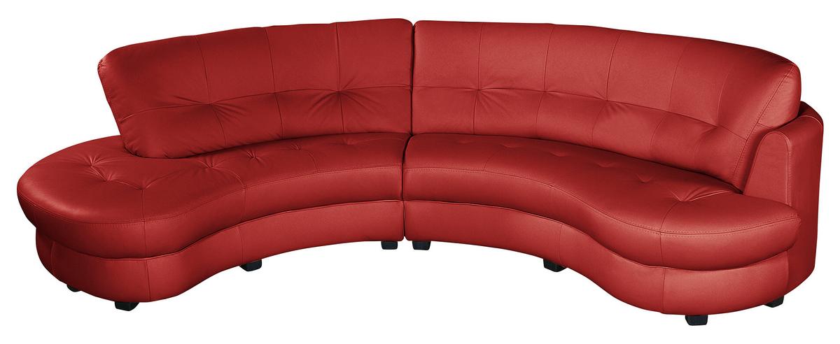 Ecksofa Bretania, Rot S: 113x300 - Rot/Schwarz, Design, Leder/Textil (113/300cm) - Livetastic