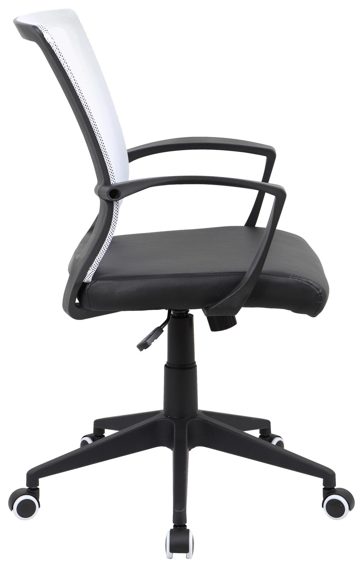 Drehstuhl Offilo Pu - Schwarz/Weiß, KONVENTIONELL, Kunststoff/Metall (48/92/46cm)