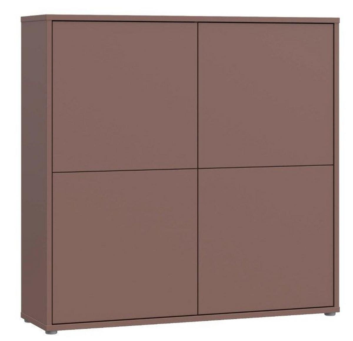 Vysoká komoda farba terracotta - béžovohnedá/terakotová, Modern, kompozitné drevo (124,5/121,5/34,9cm)