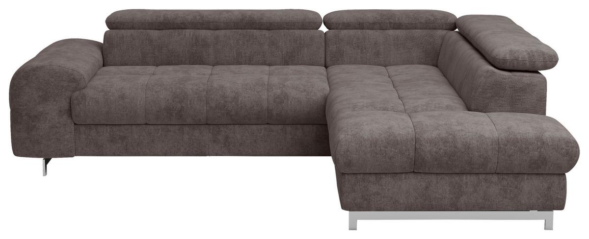 Ecksofa Mit Schlaffunktion Cloud + Dunkelbraun - Chromfarben/Dunkelbraun, KONVENTIONELL, Textil (257/206cm) - Livetastic