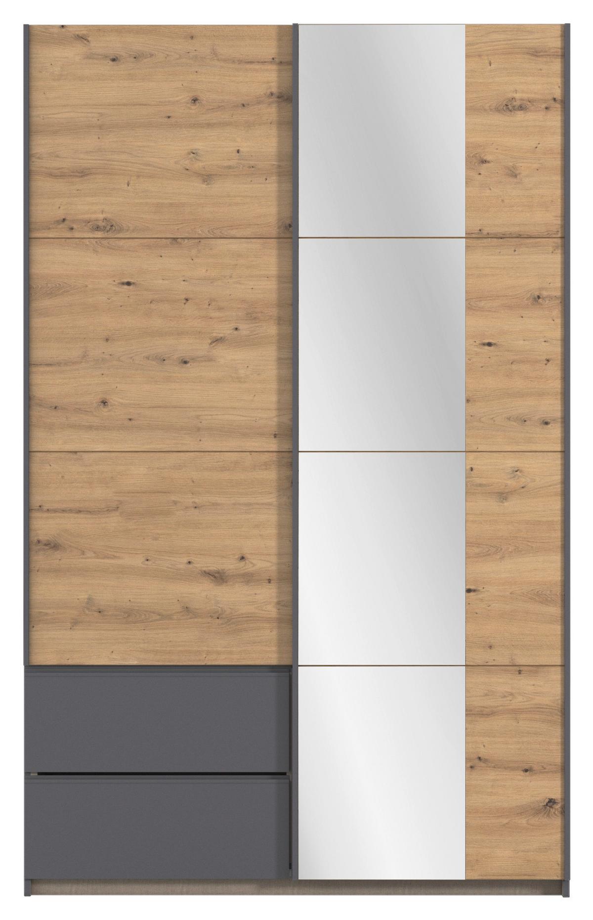 Schwebetürenschrank Stoke Grau Eiche Artisan Dekor - Eiche Artisan/Grau, MODERN, Holzwerkstoff (131/210/59cm) - Rauch Möbel