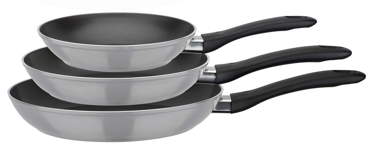 Gsw Pfannenset Nova Hellgrau, 3-Teilig - Hellgrau, Basics, Metall - GSW