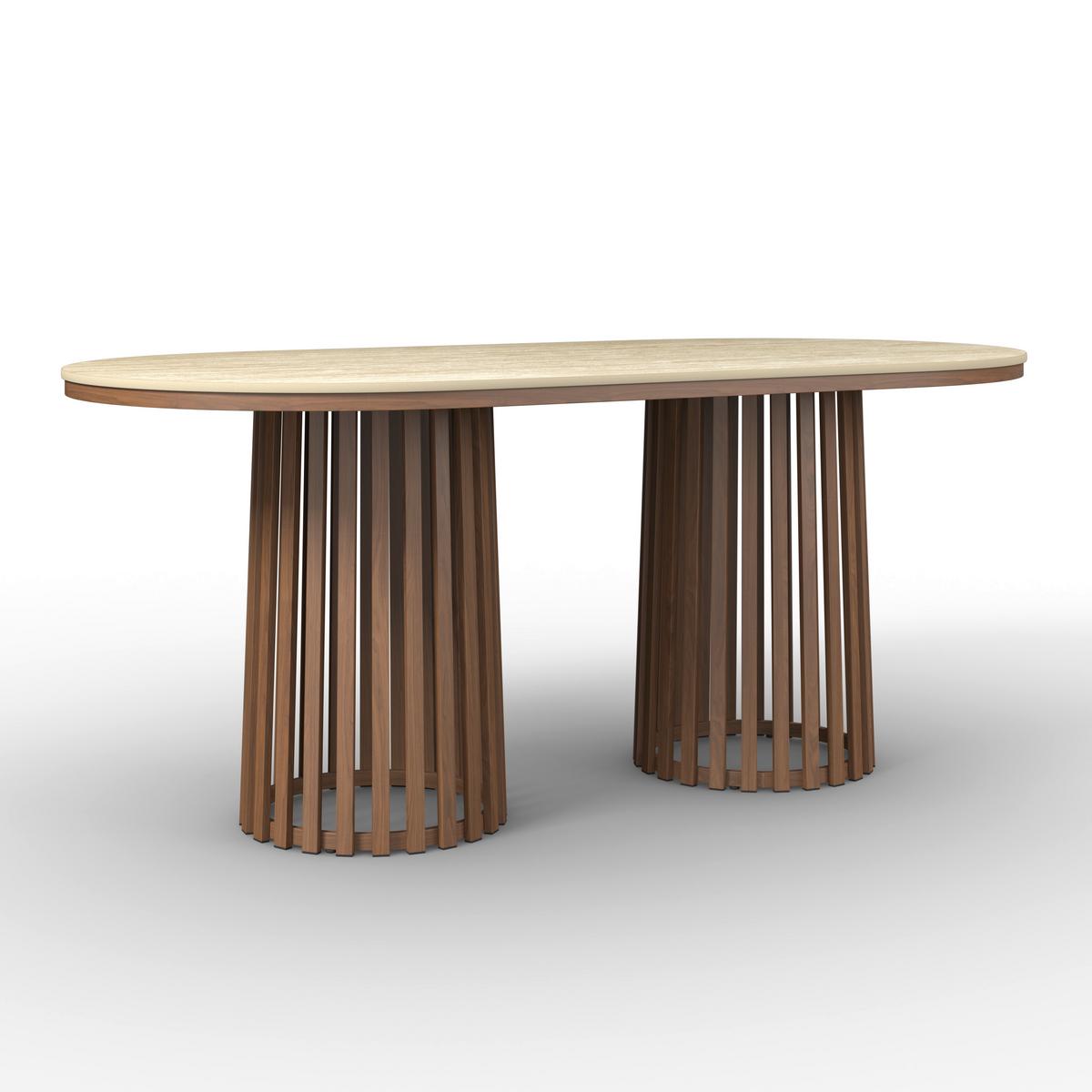 Jedálenský stôl Maddy, 180x90 cm - prírodná farba, Modern, kov/kompozitné drevo (180/76/90cm) - Bessagi Home