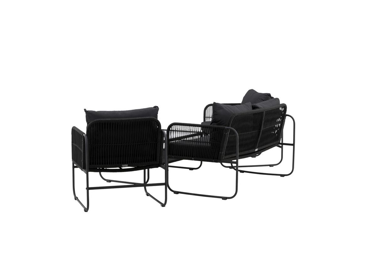 Loungegarnitur Utah - Schwarz, KONVENTIONELL, Textil/Metall - Gardenson