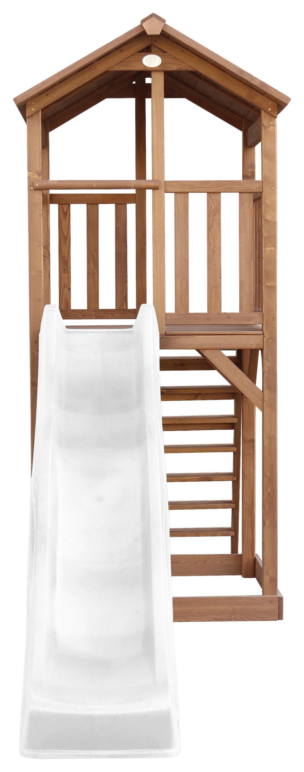 Spielturm A025.120.90 - Braun/Weiß, KONVENTIONELL, Holz/Kunststoff (111,2/241,9/349cm) - Ambia Garden