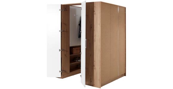 Eckschrank Begehbar mit Regal 120cm Box, Eiche Dekor/Weiß - Eichefarben/Weiß, MODERN, Holzwerkstoff (120/205/150cm) - Ondega