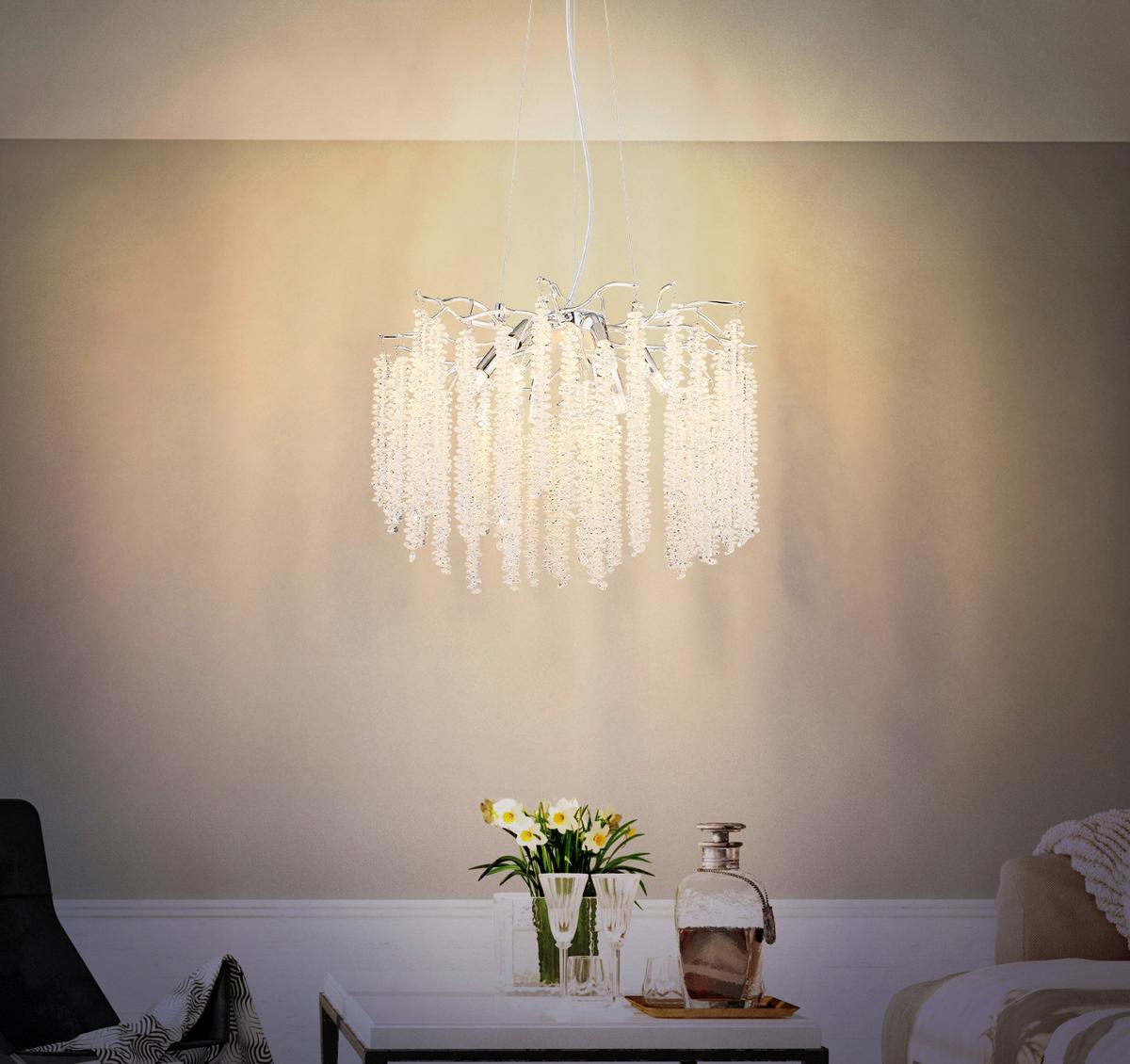 Hängeleuchte Exkl. 6xg9, 8w - Klar/Chromfarben, Design, Glas/Kunststoff (50/120cm) - Globo