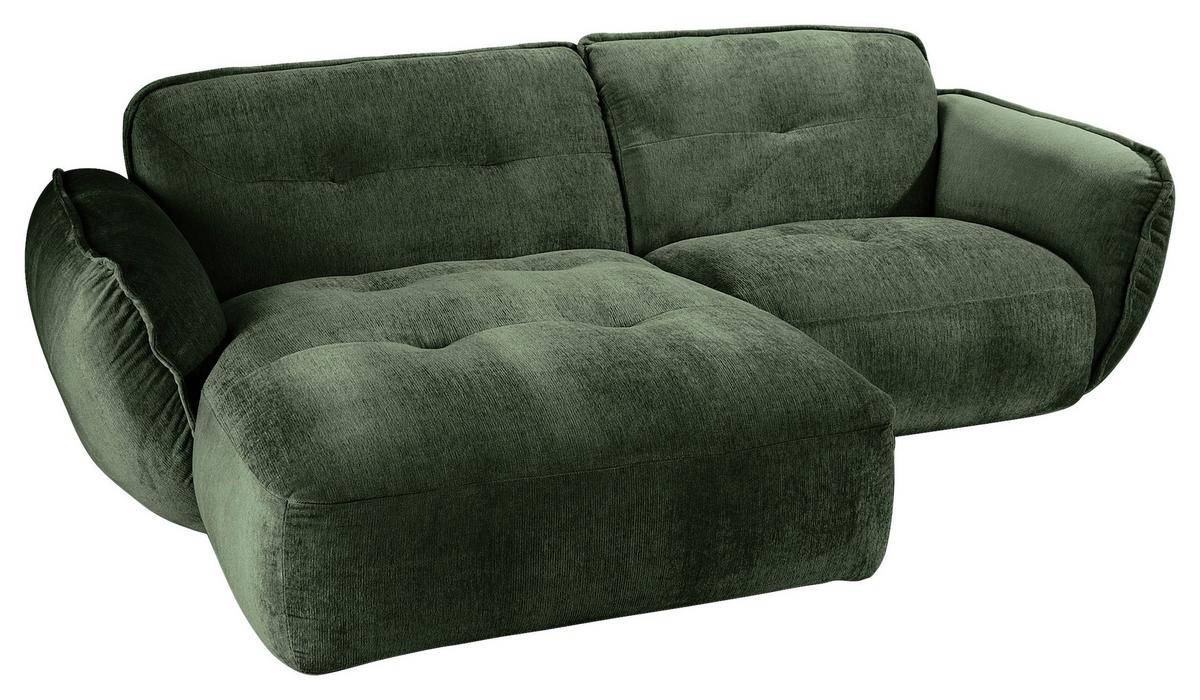 Ecksofa Fluffy Dunkelgrün S: 184x269 Cm - Dunkelgrün/Schwarz, MODERN, Textil (184/269cm) - Trendmanufaktur
