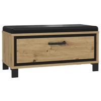 Garderobenbank Trondheim B: 89,1 cm Eiche/Schwarz - Eichefarben/Schwarz, Basics, Holzwerkstoff/Kunststoff (89,1/44,7/41,5cm) - Livetastic