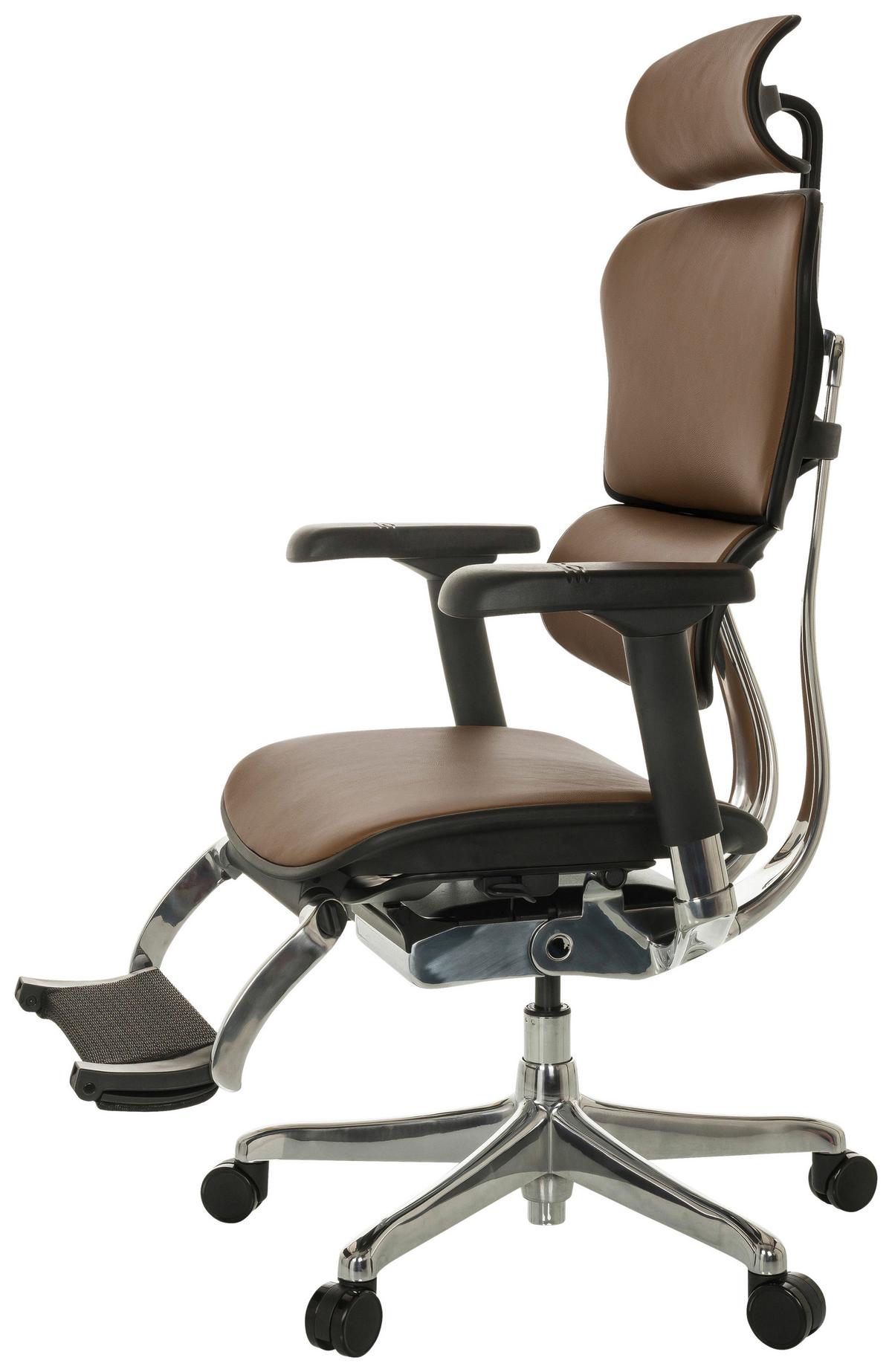 Drehstuhl Ergohuman Plus Braun B: 76 Cm - Silberfarben/Schwarz, MODERN, Leder/Kunststoff (76/119 - 138/64cm) - MID.YOU