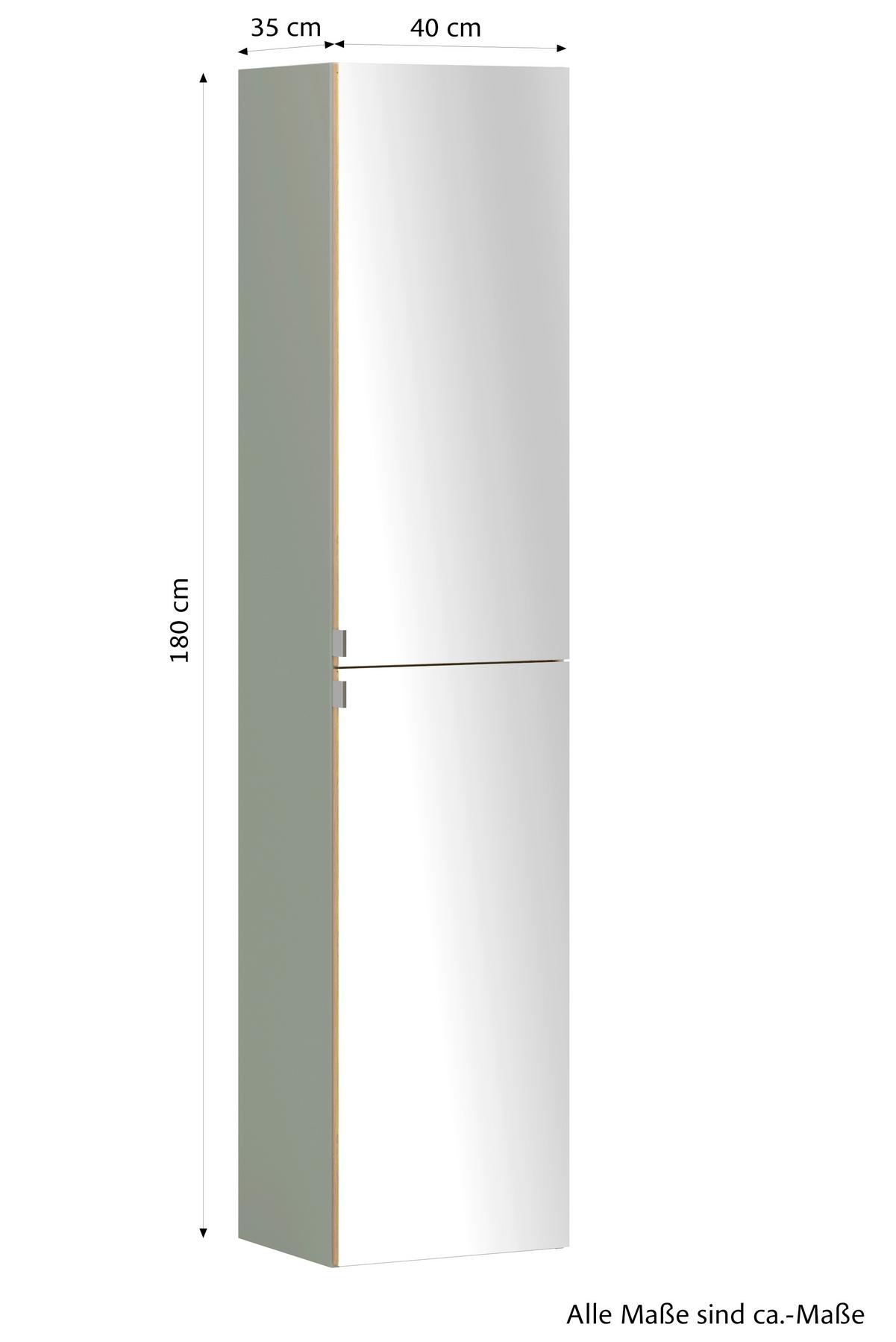 SPIEGELSCHRANK Verona Schilfgrün B: 40cm - Schilfgrün/Wildeiche, Trend, Holzwerkstoff (40/180/35cm) - Held