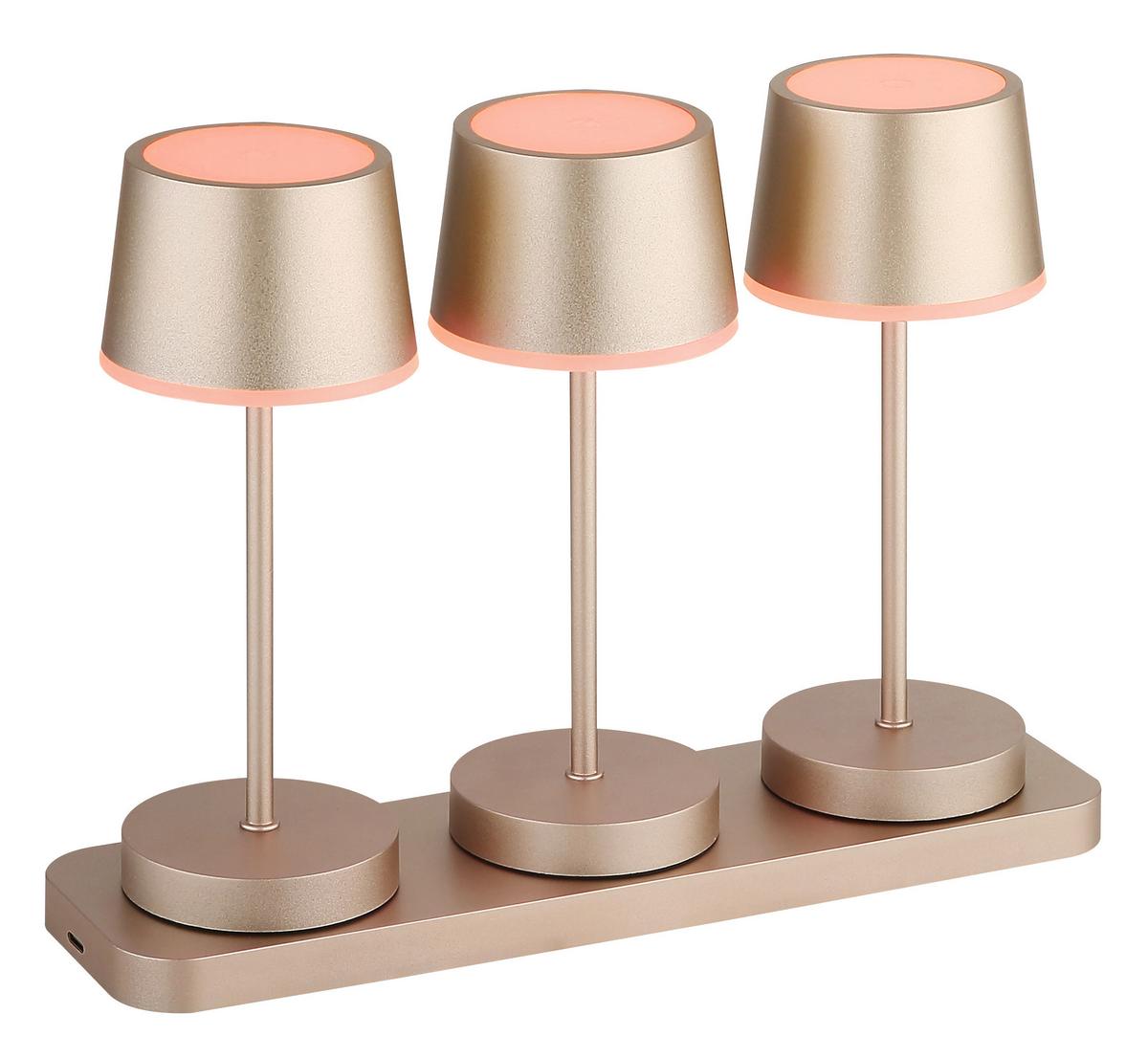 Tischleuchte, Opal/Champagner Kunststoff, 230V - Champagner/Opal, Design, Kunststoff/Metall (8,3/20cm) - Globo