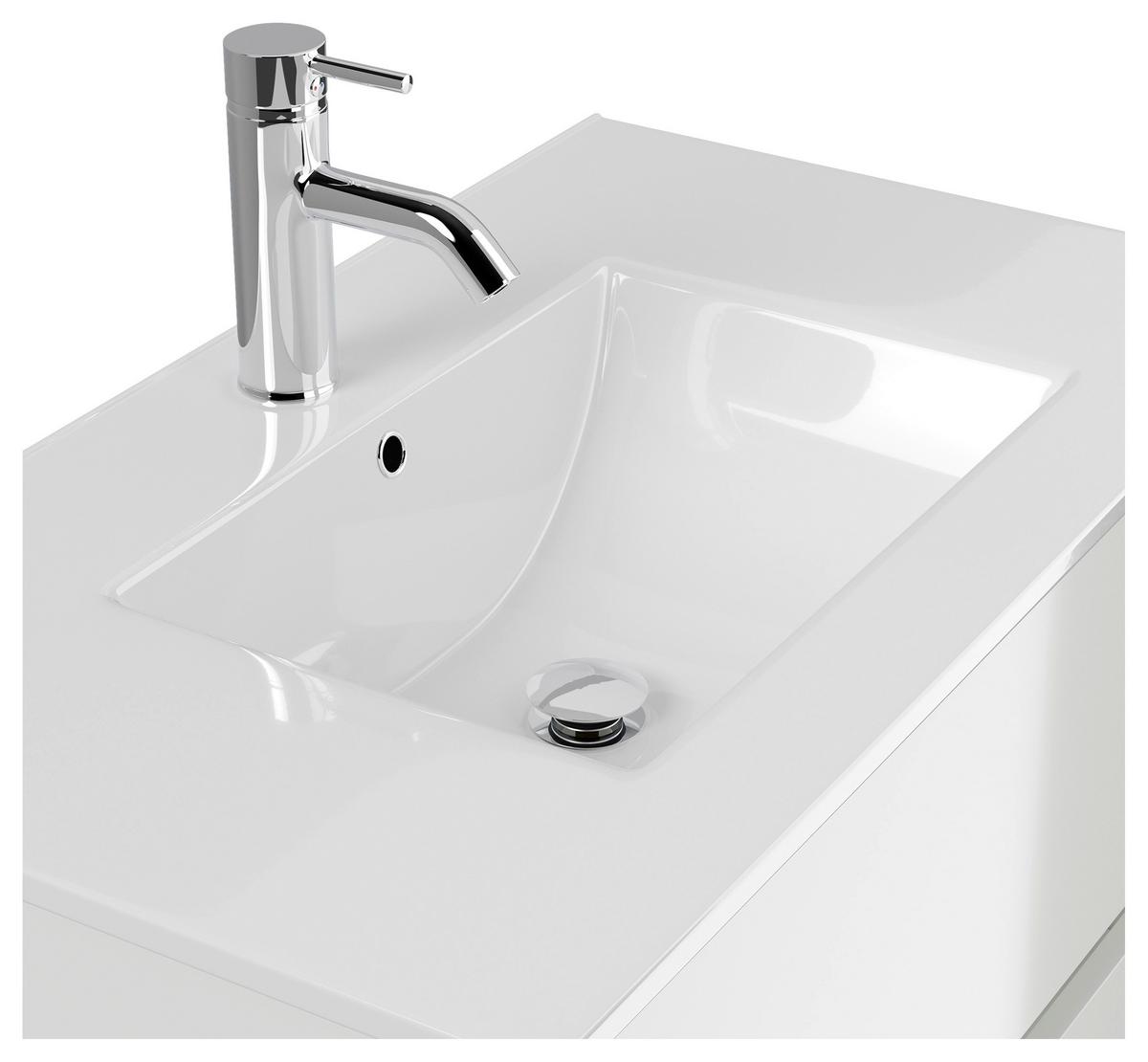 Waschtischkombi Limes Weiß Hg B: 81 cm - Weiß Hochglanz/Weiß, MODERN, Keramik/Holzwerkstoff (81/58,7/46,5cm) - MID.YOU