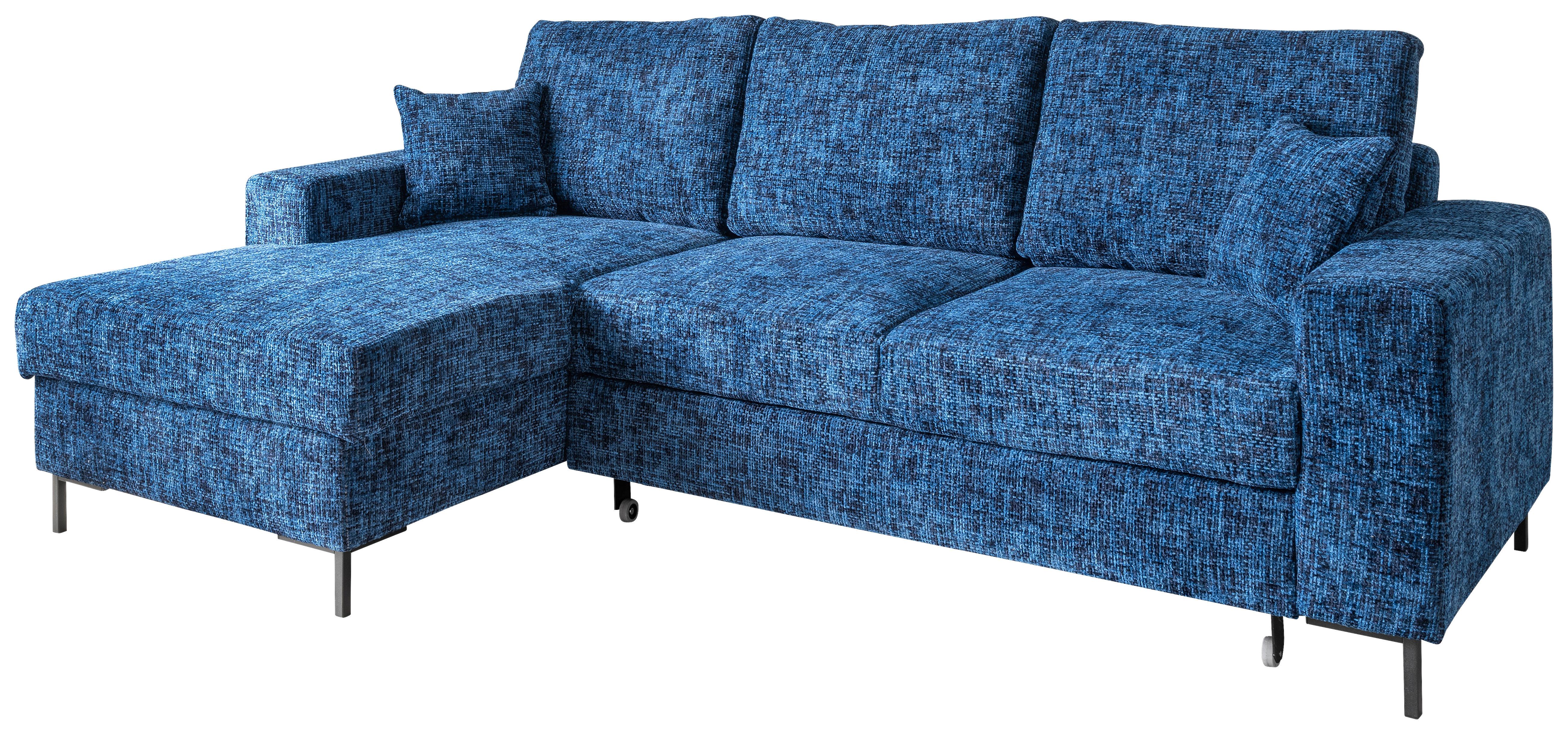 Eckschlafsofa Zona, Blau S: 143x237 Cm - Blau/Schwarz, KONVENTIONELL, Textil (143/237cm) - Livetastic