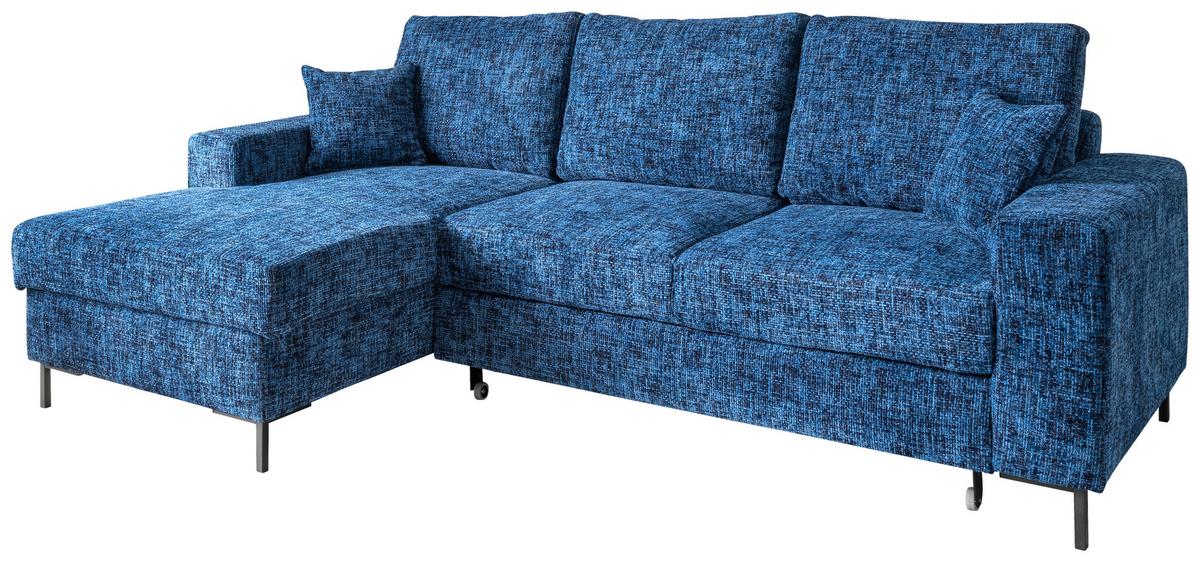 Eckschlafsofa Zona, Blau S: 143x237 Cm - Blau/Schwarz, KONVENTIONELL, Textil (143/237cm) - Livetastic