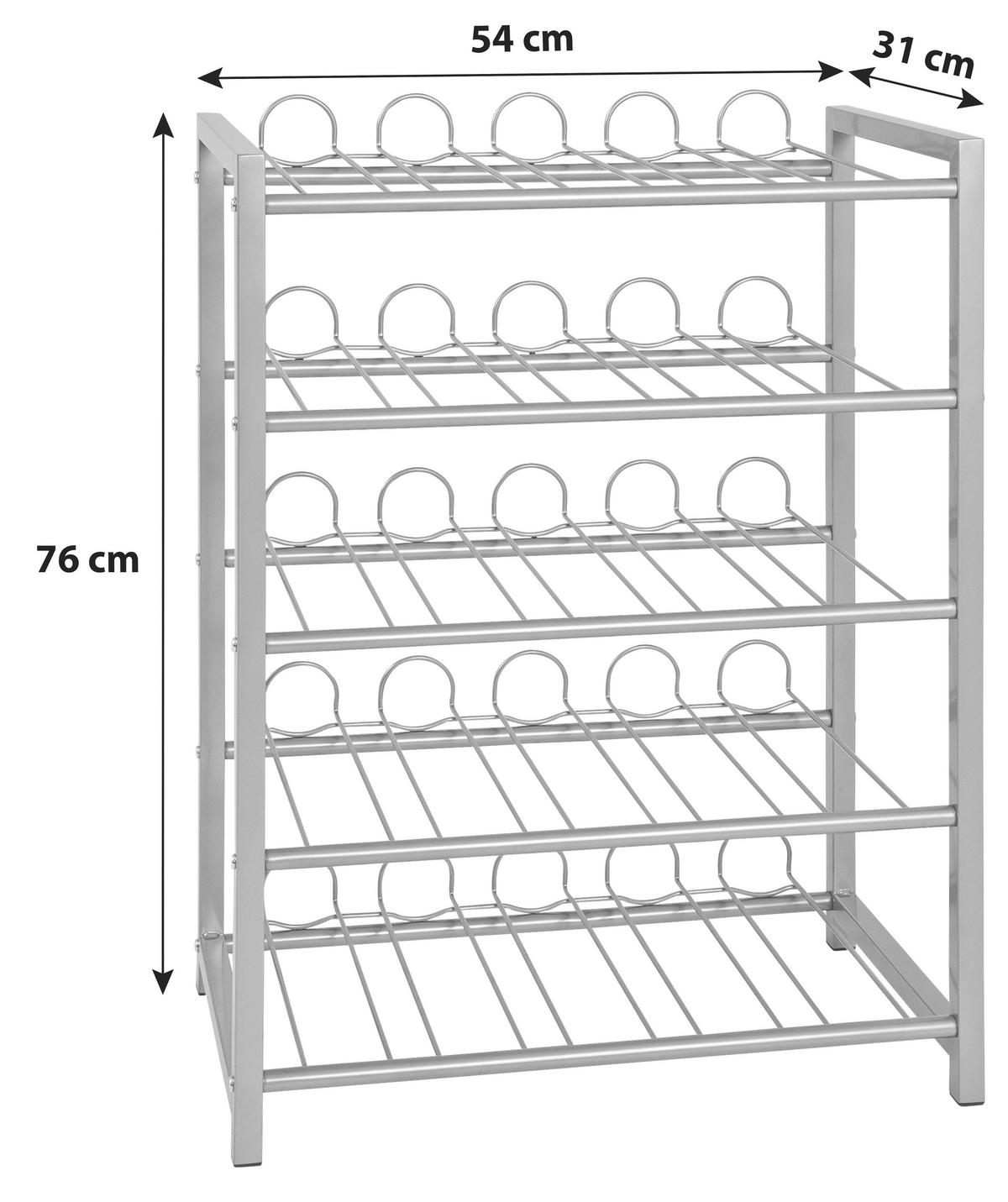 Weinregal Metall Alufarben 45 Flaschen BxH: 54x76 cm - Alufarben, MODERN, Metall (54/76/31cm)