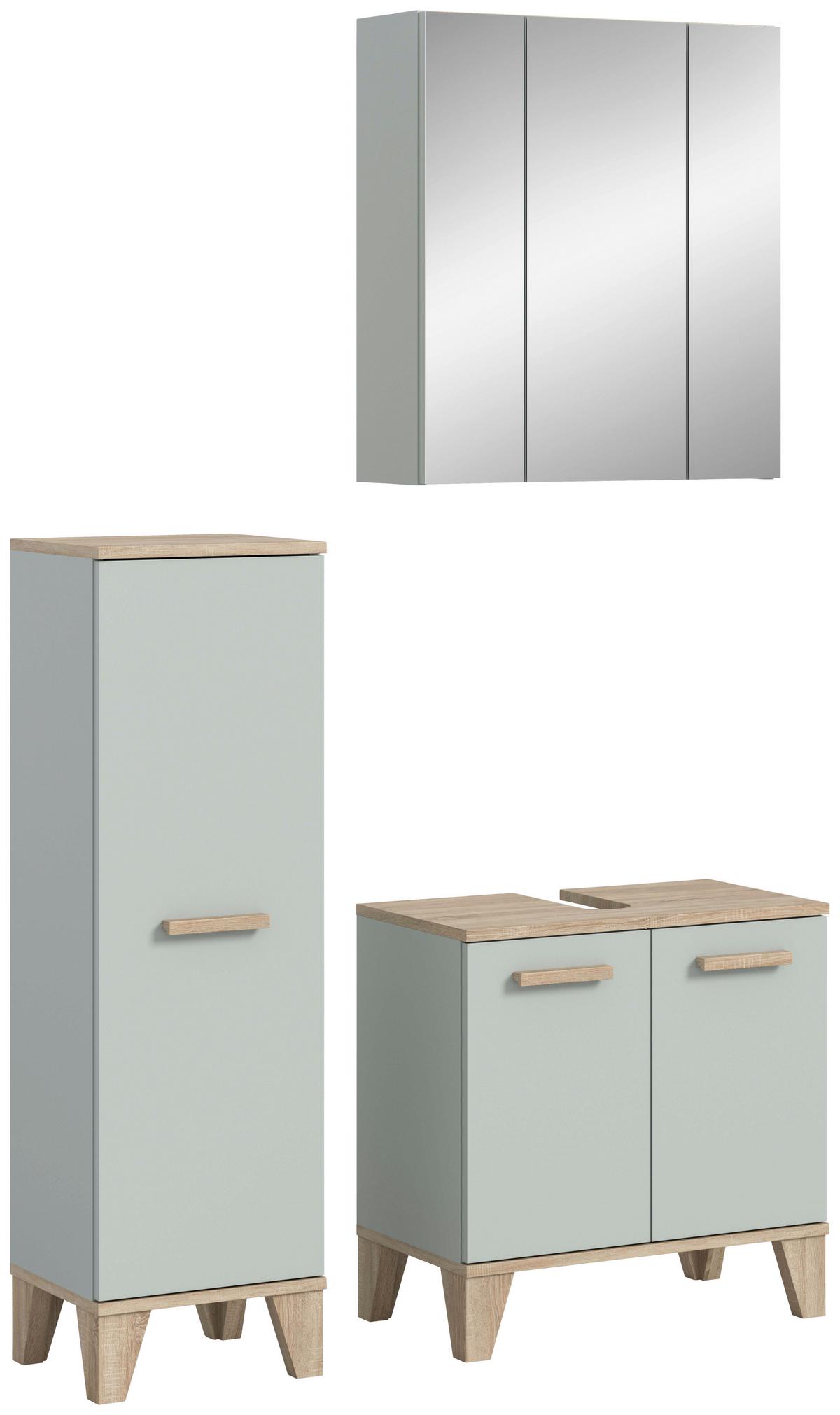 Badezimmer Eiche/Graugrün K: 94 cm - Eichefarben/Hellgrün, MODERN, Holzwerkstoff (94cm) - MID.YOU