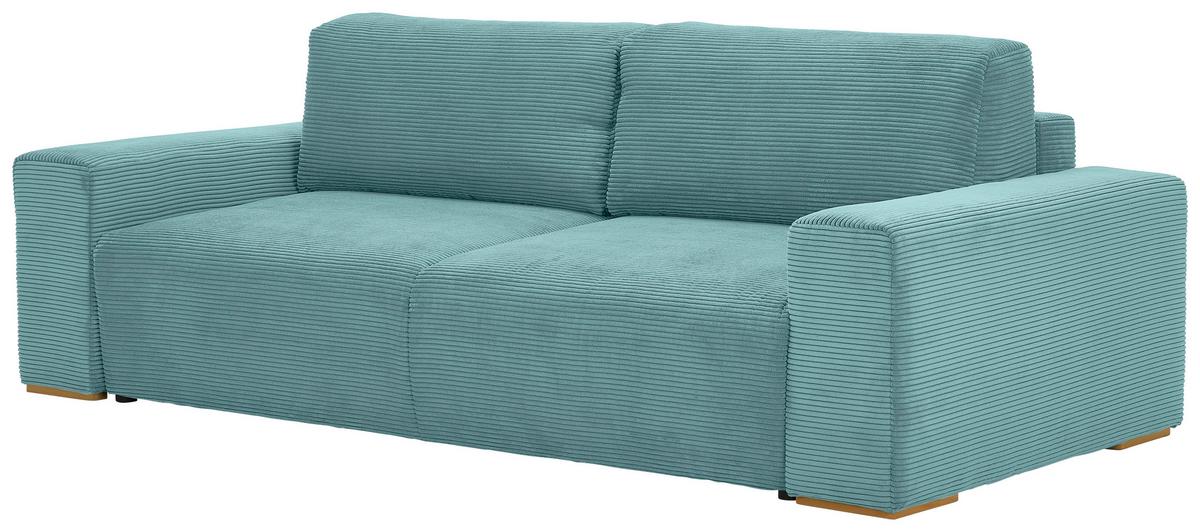 Schlafsofa Vouge Mintgrün Bettkasten, B: 255 Cm - Buchefarben/Schwarz, KONVENTIONELL, Textil (255/86/123cm) - Livetastic