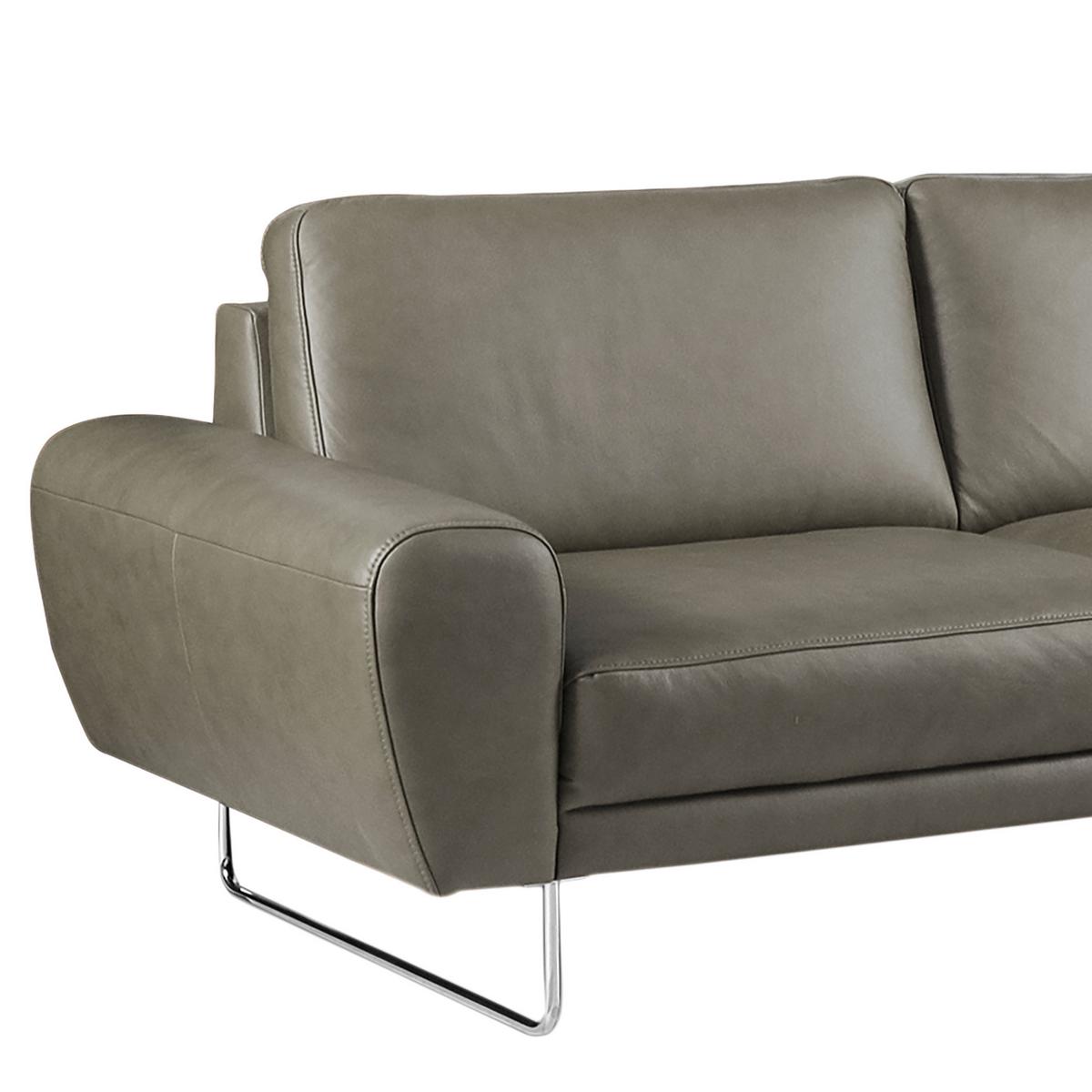 Ecksofa Spring Grau Chrom S: 273x250 Cm - Chromfarben/Grau, Design, Leder (273/250cm) - Livetastic