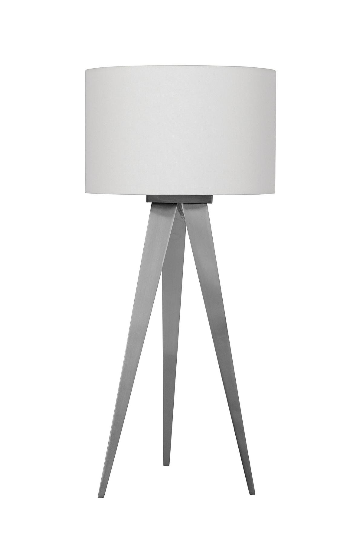 Tischlampe Tripod Nickelfarben Mit Kippschalter - Nickelfarben, Design, Textil/Metall (28/61,5cm) - Näve