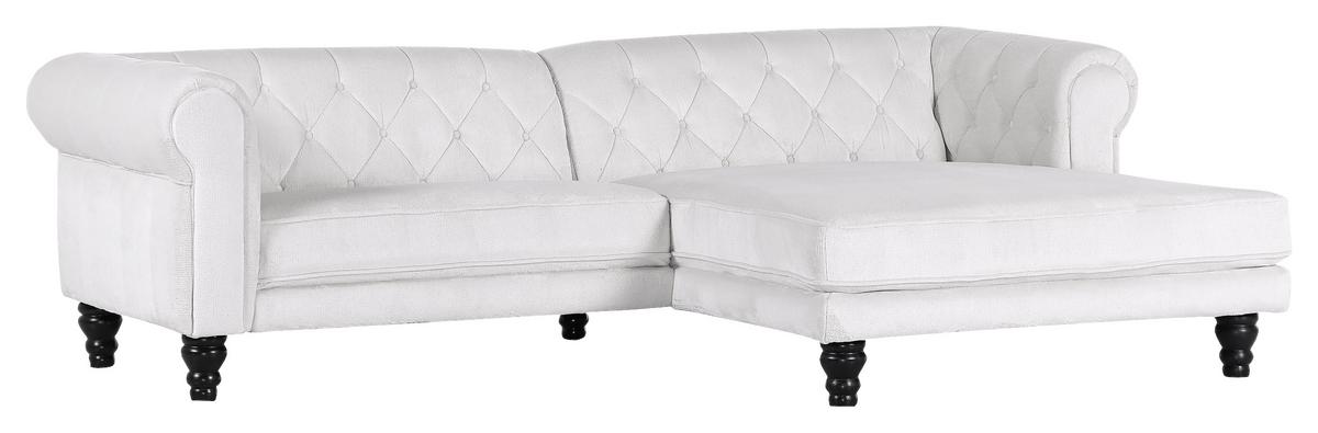Ecksofa Jonte Weiß S: 260x160 cm - Dunkelbraun/Weiß, Design, Textil (260/160cm) - MID.YOU