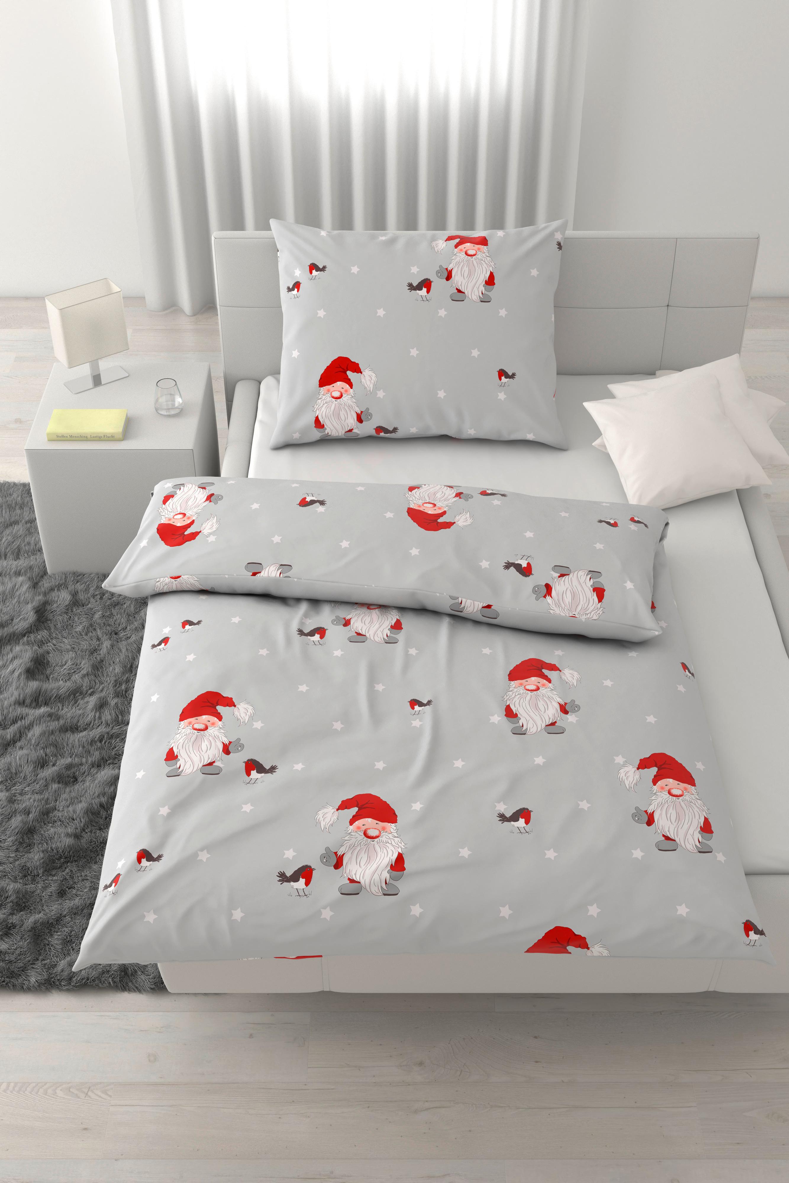 POSTEĽNÁ BIELIZEŇ WICHTEL FRED - sivá/červená, textil (140/200cm) - Mömax