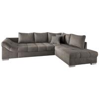 Eckschlafsofa Alvito Graubraun S: 298/202 Cm - Graubraun/Silberfarben, Design, Textil (298/202cm) - MID.YOU