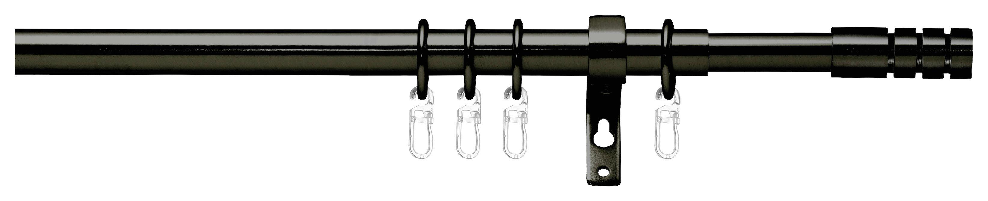 Rundstangengarnitur 1-lfg Ada Schwarz L: 120-230cm - Schwarz, ROMANTIK / LANDHAUS, Metall (120-230cm) - James Wood