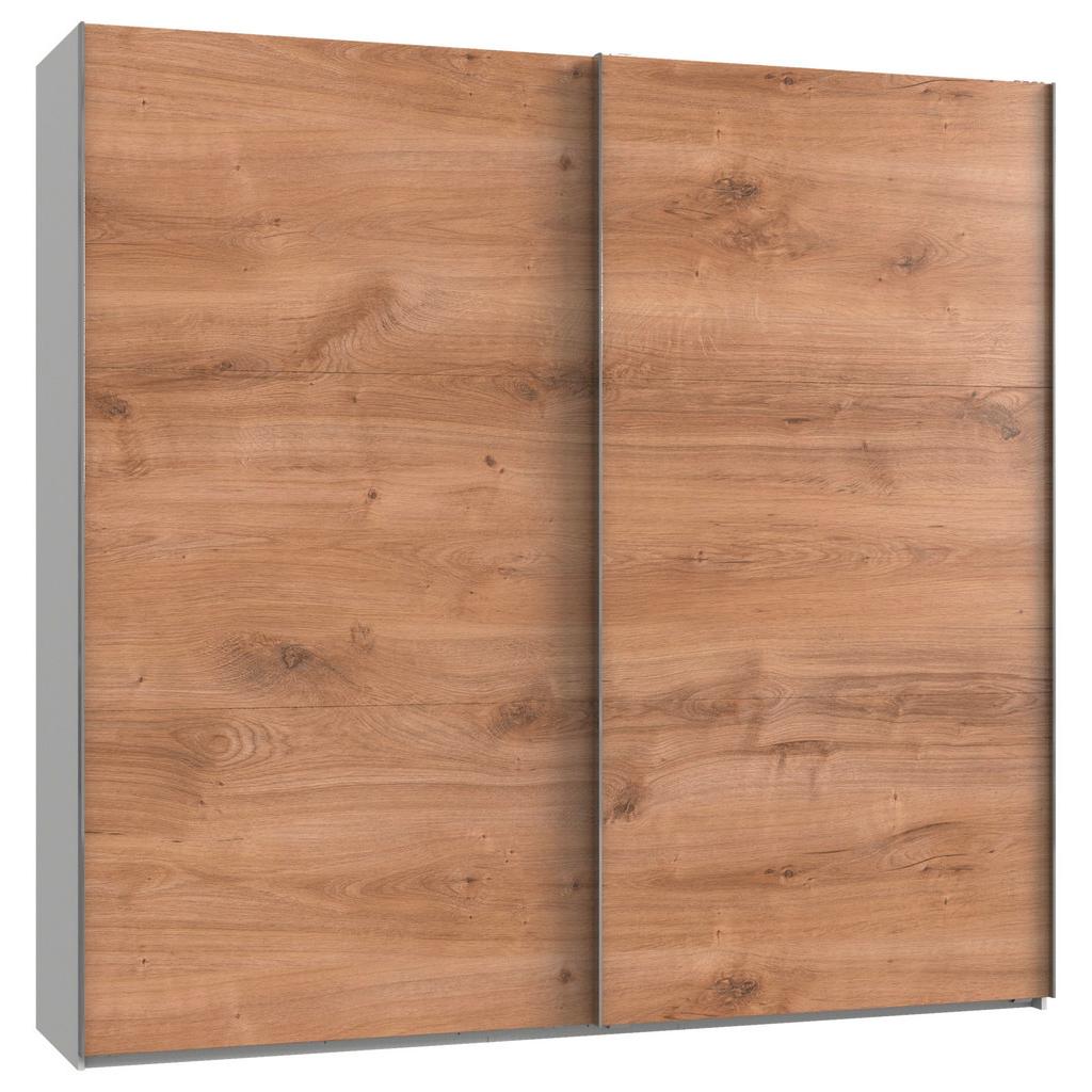 Schwebetürenschrank 250cm Level, Weiß/Eiche Dekor