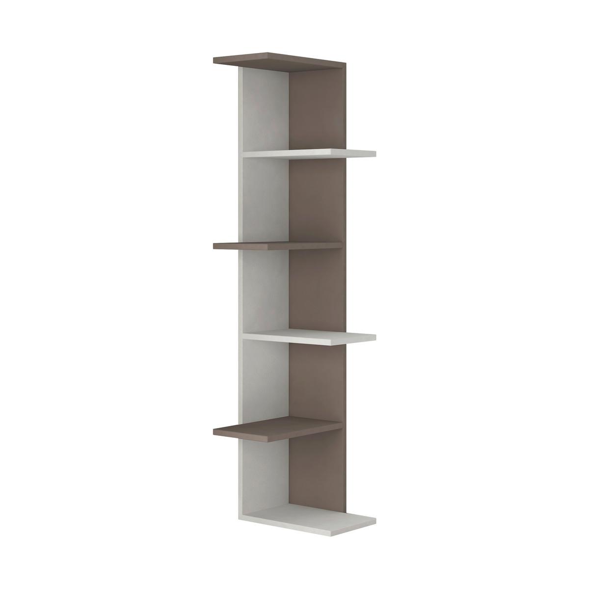 Bücherwand Saso, Weiß/mokka B: 37 Cm - Weiß/Mokka, Design, Holzwerkstoff (37/141/24cm) - Livetastic