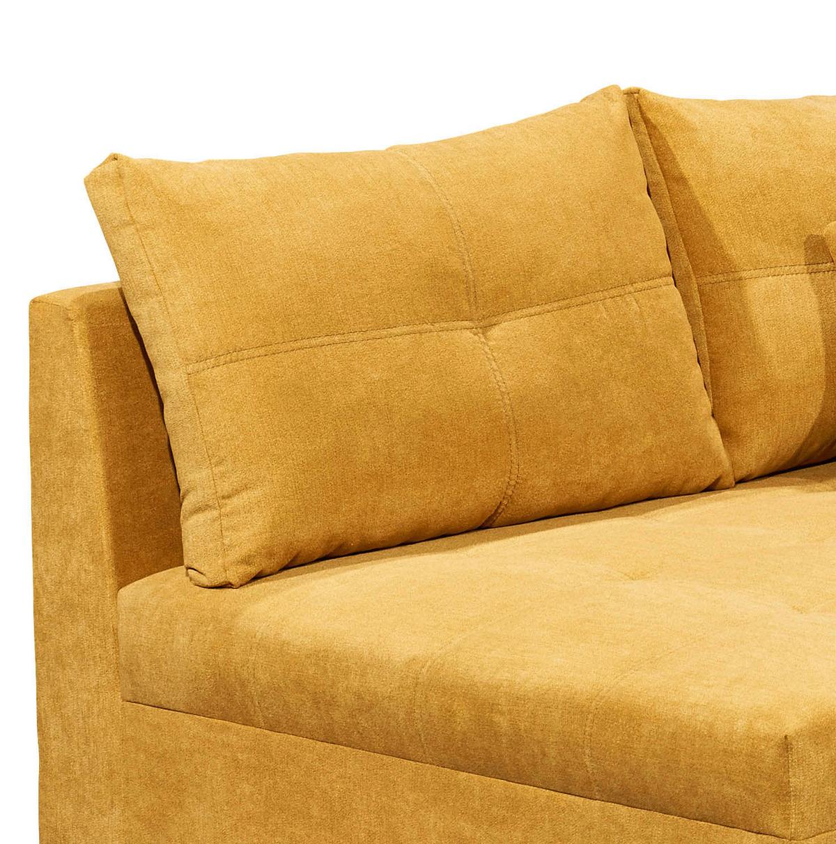 Ecksofa Mit Schlaffunktion + Kissen Lea, Polyester-Nylon - Gelb/Schwarz, Basics, Holzwerkstoff/Textil (176/248cm) - MID.YOU