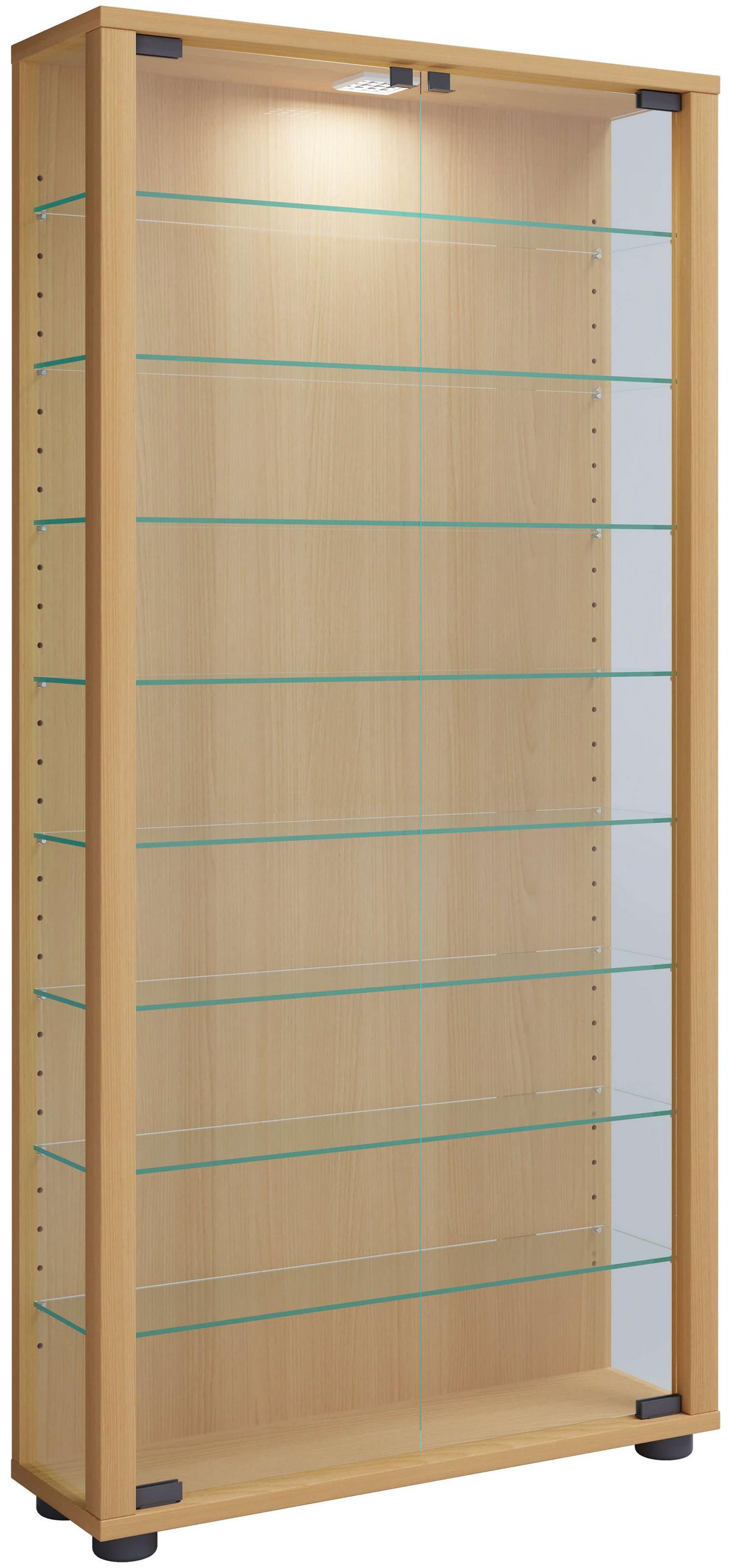 Vitrína, š: 59 cm - černá/barvy buku, Design, kompozitní dřevo/plast (59/114/18cm) - MID.YOU