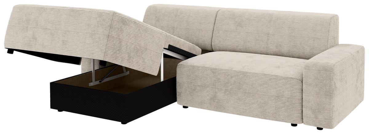 Ecksofa Wien, Creme S: 162x246 cm - Creme/Schwarz, MODERN, Textil (162/246cm) - Trendmanufaktur