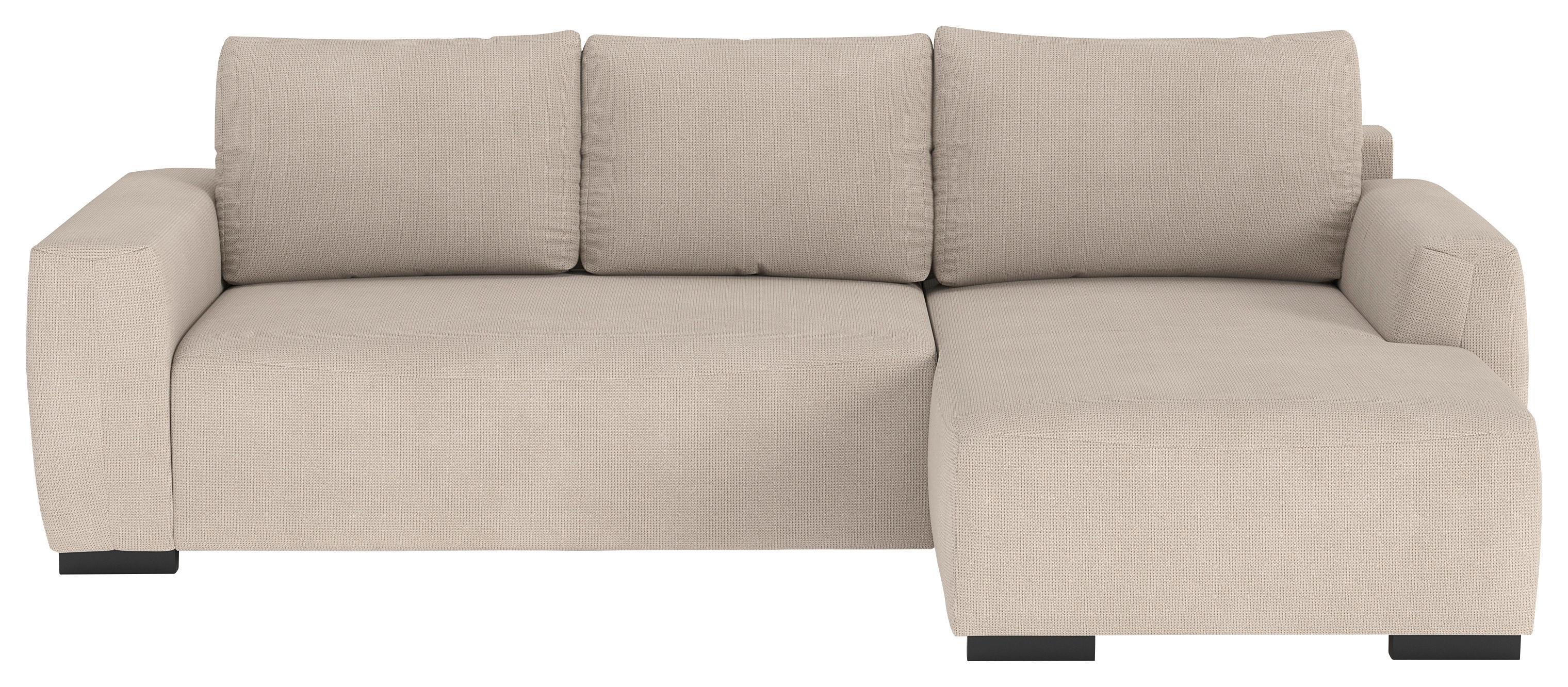 Ecksofa mit Bettfunktion Giro Mikrofaser natur, B: 252cm - Schwarz/Naturfarben, Trend, Textil (252/86/170cm)