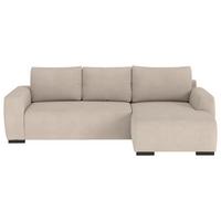 Ecksofa mit Bettfunktion Giro Mikrofaser natur, B: 252cm - Schwarz/Naturfarben, Trend, Textil (252/86/170cm)