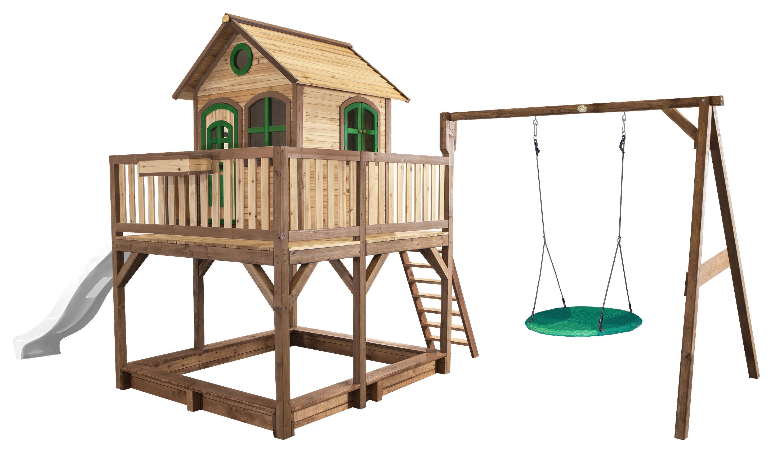 Spielturm A030.154.90 - Braun/Weiß, KONVENTIONELL, Holz (613/291/277cm) - Ambia Garden