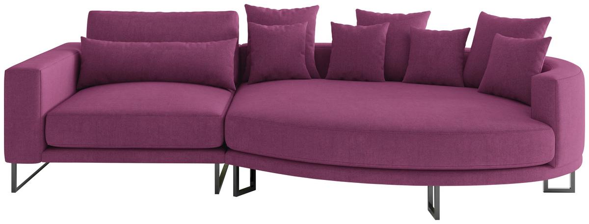 Bigsofa Natalia Magenta S: 283x150 cm - Magenta/Schwarz, Design, Textil (283/150cm) - Livetastic
