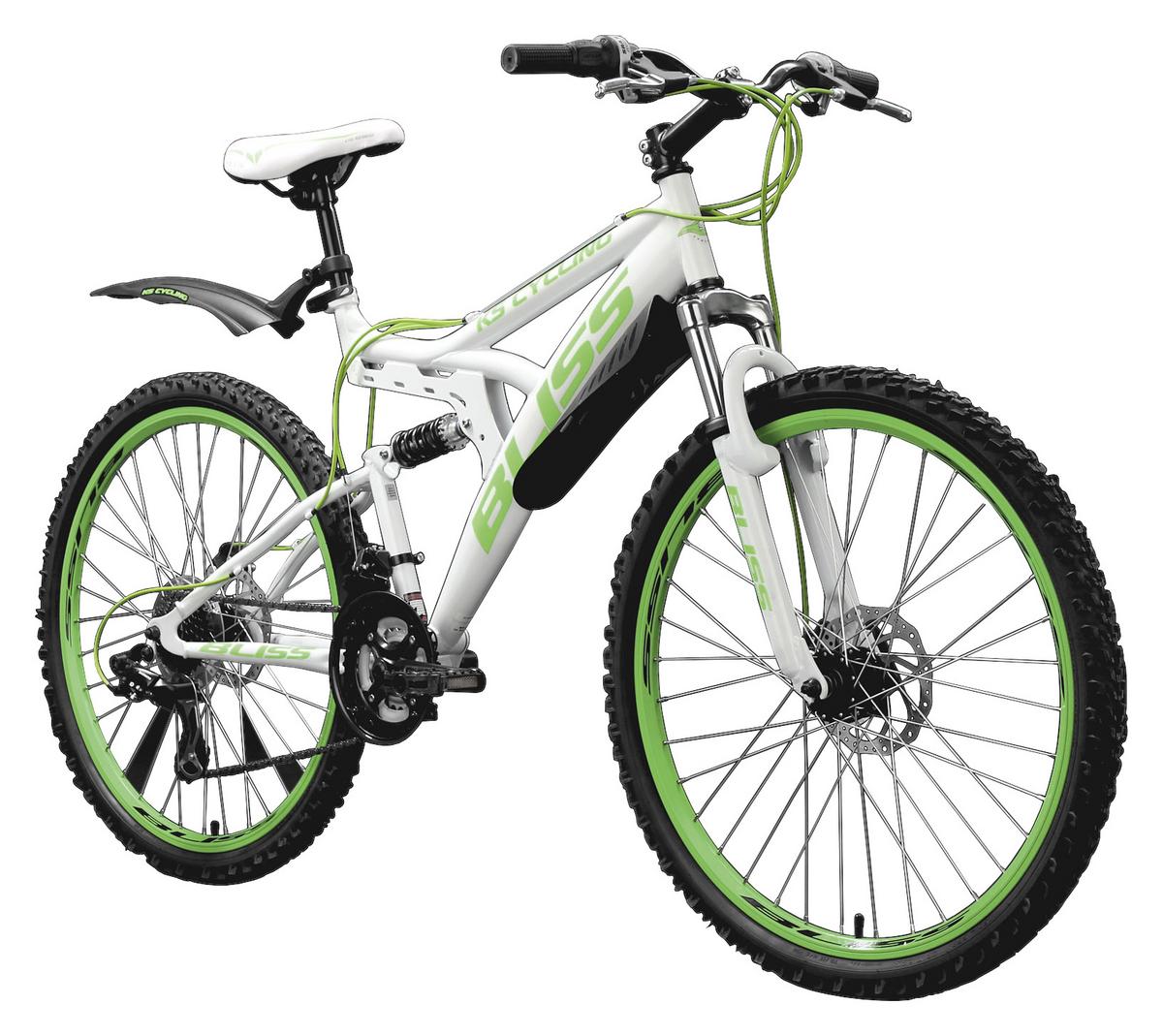 Mountainbike Fully 26 Zoll Bliss 21 Gänge - Weiß/Grün, Basics, Metall (180/70/80cm) - KS Cycling