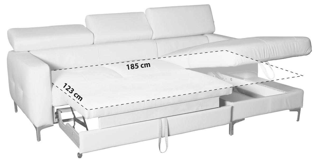 Ecksofa Mit Schlaffunktion Sammy Schwarz - Chromfarben/Schwarz, Design, Leder (227/168cm) - Livetastic