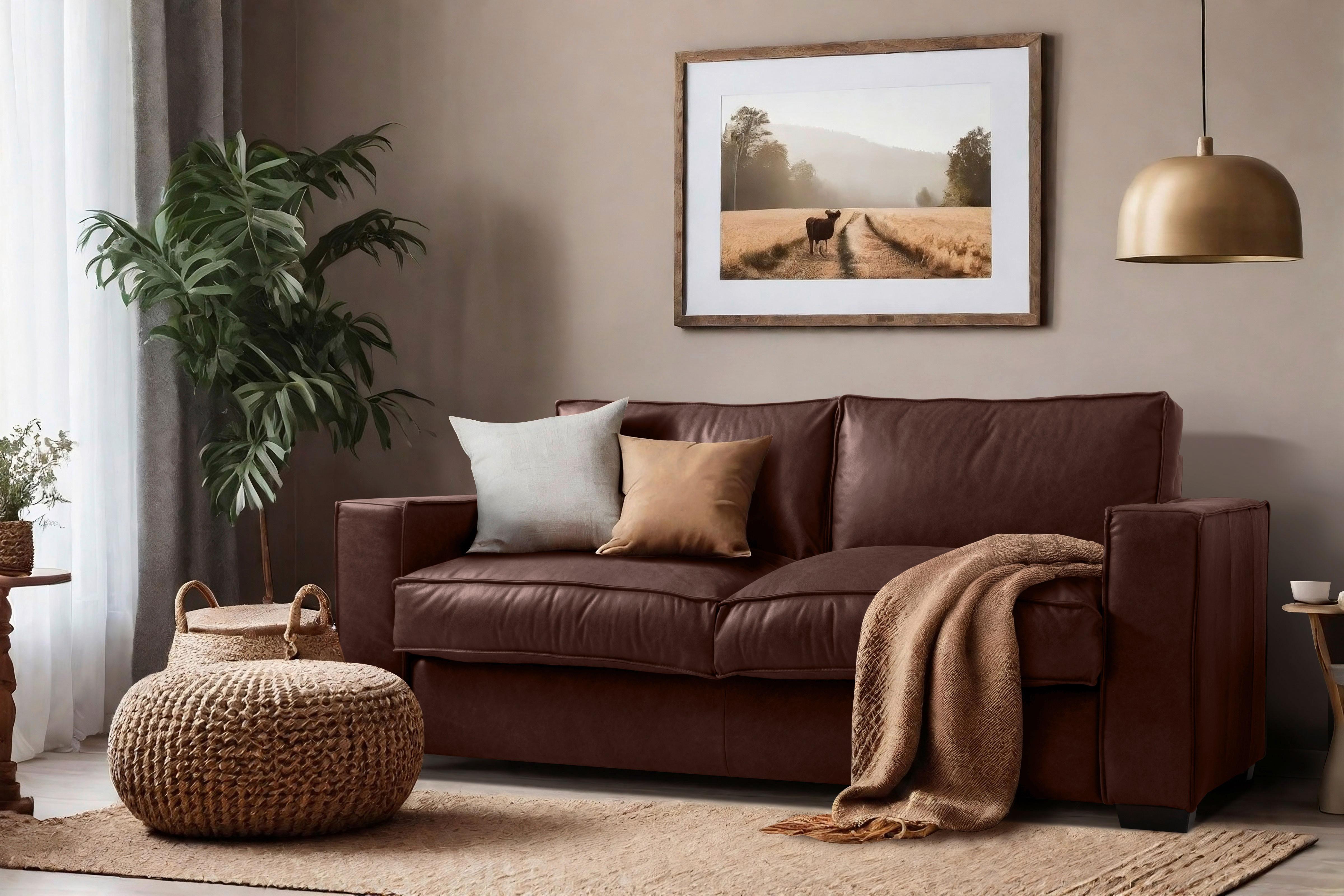Schlafsofa Texas Braun Anilinleder, B: 203 Cm - Dunkelbraun/Braun, Design, Leder (203/85/99cm) - MID.YOU