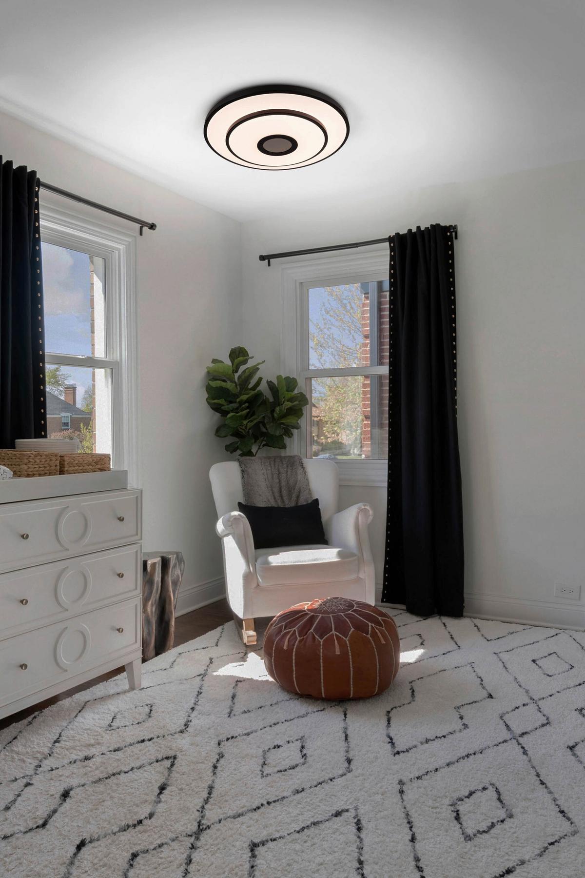 Led-deckenleuchte Memory-Funktion - Schwarz/Weiß, Design, Kunststoff/Metall (49,5/49,5/6,8cm) - Näve