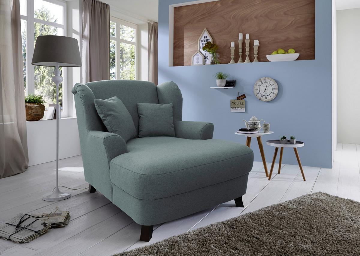 XXXL-Sessel Asado blau inkl. Zierkissen, B: 109 cm - Blau/Dunkelbraun, MODERN, Textil (109/104/145cm) - Sit & More